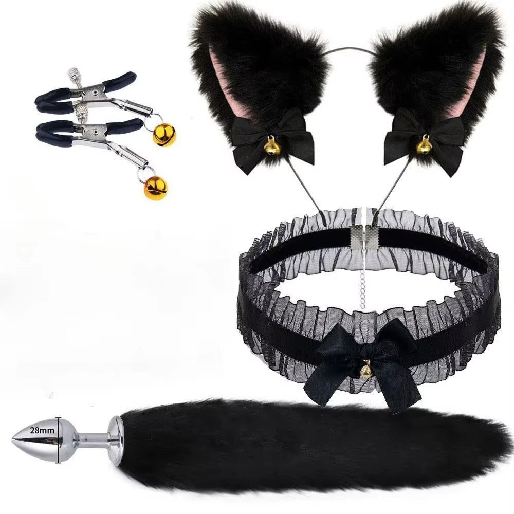 Flirty Fox Cosplay Set – Soft Tail, Cat Ears & Bow Choker
