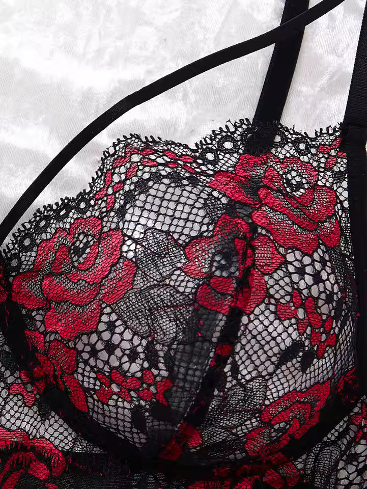 Floral Lace Babydoll Nightgown for Women | Sheer Strap Dress Sleepwear