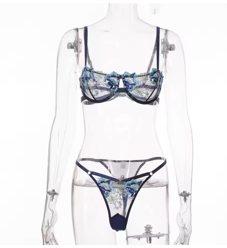 Embroidered Lace Lingerie Set