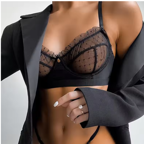 Embroidered Lace Lingerie Set