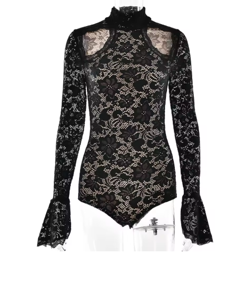 Women’s Lace Patchwork Hollow One-Piece Jumpsuit