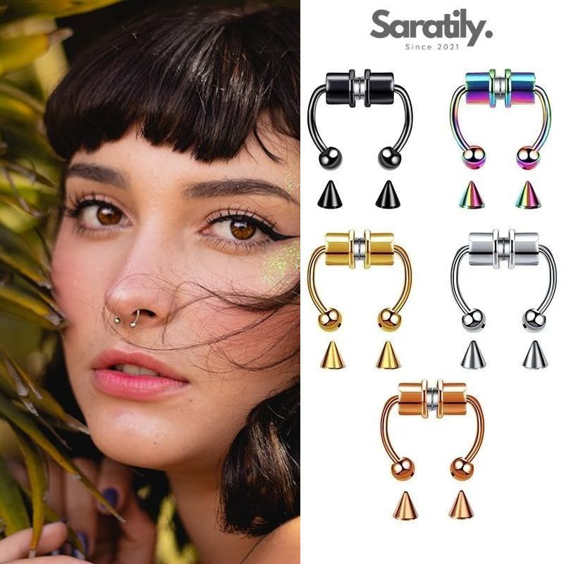 Noseclip Magnets Fake Magnetic Septum Nose Ring Piercing Saratily