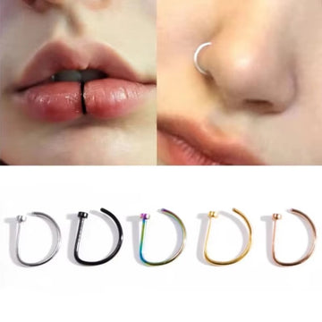 UrbanEdge™ Stainless Steel Fake Nose & Lip Ring – No Piercing Needed