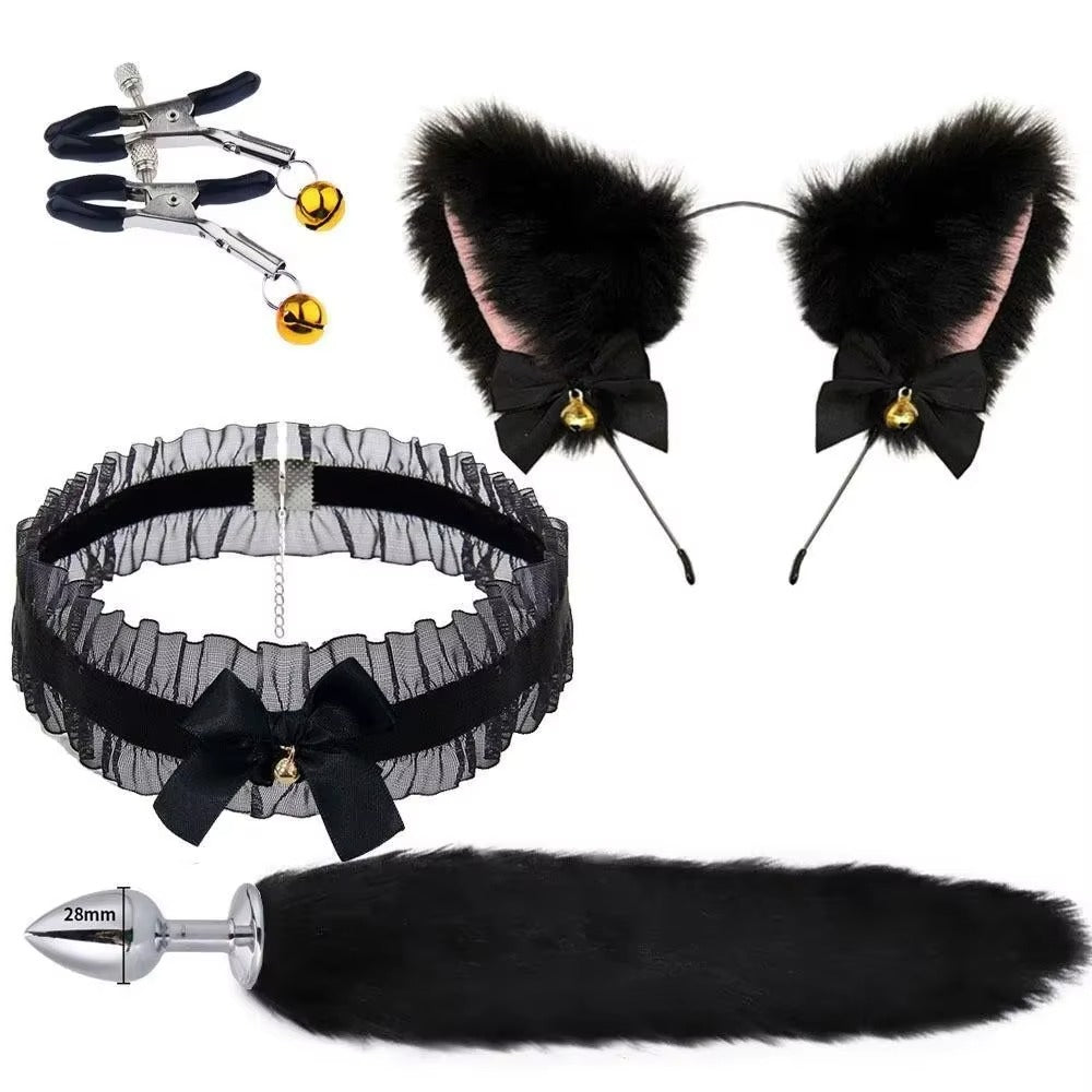 Flirty Fox Cosplay Set – Soft Tail, Cat Ears & Bow Choker