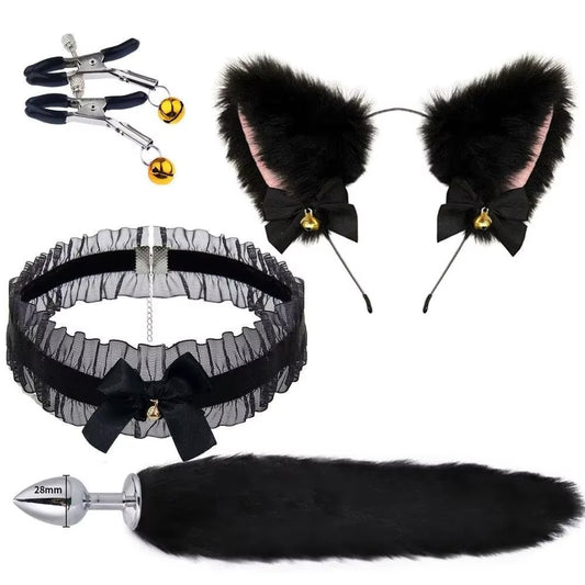 Flirty Fox Cosplay Set – Soft Tail, Cat Ears & Bow Choker
