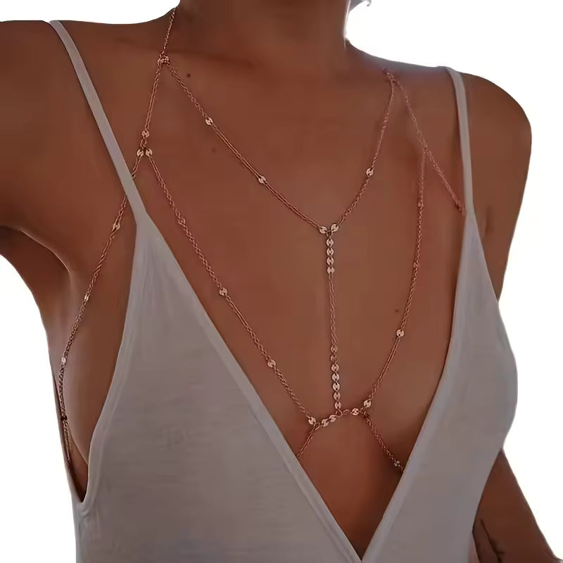 DiscoGlimmer™ Sequin Disc Body Chain – Summer Bikini Glam