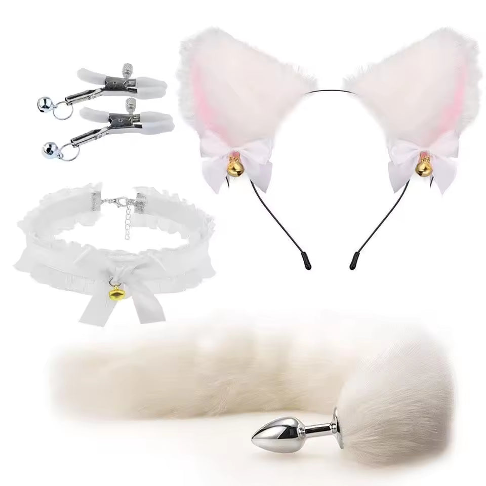 Flirty Fox Cosplay Set – Soft Tail, Cat Ears & Bow Choker