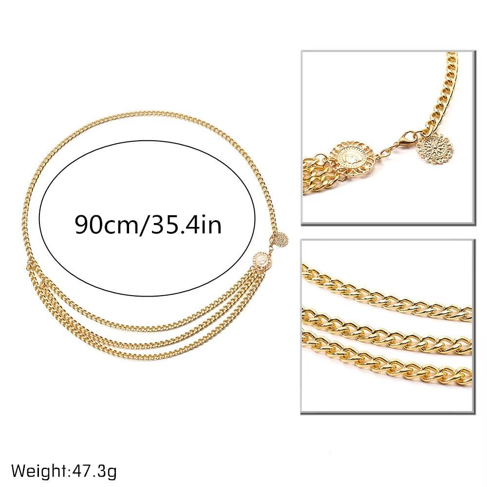 GoldenDrift™ Tassel Coin Waist Chain – Multilayer Beach Body Jewelry