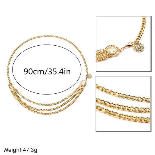 GoldenDrift™ Tassel Coin Waist Chain – Multilayer Beach Body Jewelry