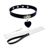 HeartLock™ Leather Collar & Leash Set – Gothic Choker with Bell