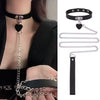 HeartLock™ Leather Collar & Leash Set – Gothic Choker with Bell