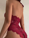Lace Cut-Out Lingerie Set for Women | Push-Up Halter Bodysuit Nightwear