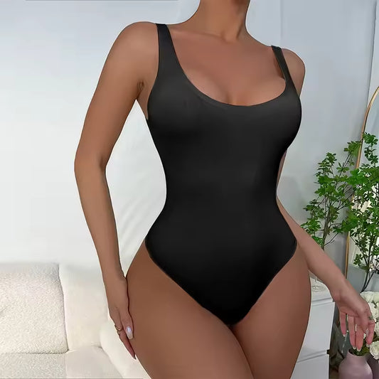 Women’s Seamless Shapewear Bodysuit | Deep U-Neck Stretchy Compression Body