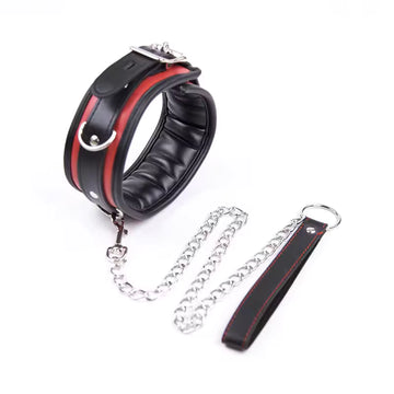 VelvetGrip™ Leather Chain Collar – Bold & Irresistible