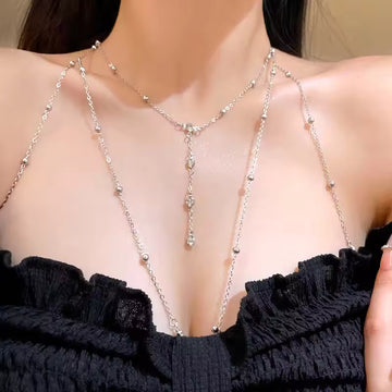 CrystalAura™ Square Zircon Chest Chain – Luxe Beach Body Jewelry