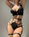 Women’s Sexy Lace Corset Lingerie Set | Open-Chain Bra & Pajama-Style Intimates
