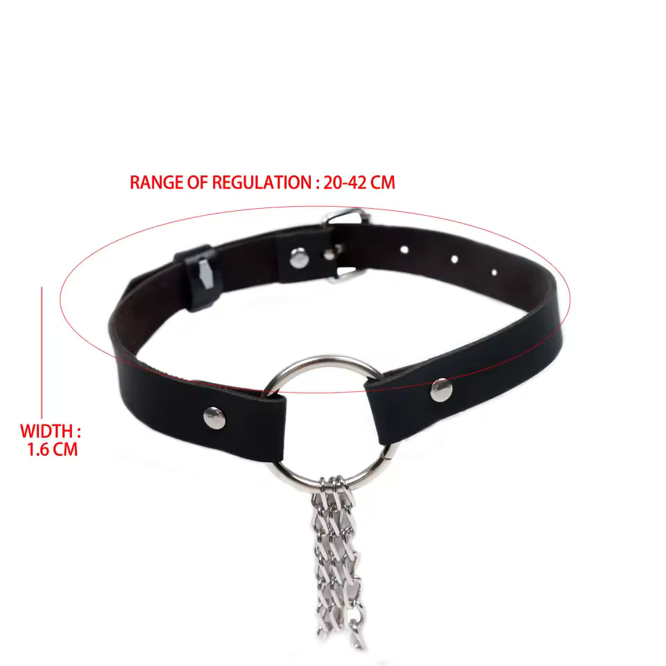 RebelChain™ PU Leather Choker & Leash – Punk Rock Statement Collar