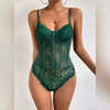 Women’s Lace Patchwork Bodysuit | Slim Spaghetti Strap Backless Bodycon Top