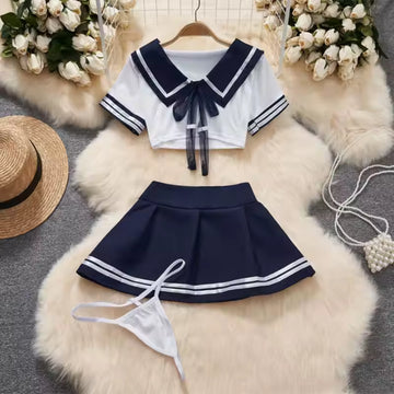 Sailor-Inspired Cosplay Lingerie Set for Women | 2-Piece Sexy Nightwear Outfit