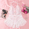Sheer Lace Teddy Bodysuit for Women | Backless Halter Babydoll Nightwear