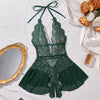 Sheer Lace Teddy Bodysuit for Women | Backless Halter Babydoll Nightwear