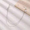 PearlLuxe™ Double Layer Tassel Body Chain – Silver Chest Jewelry