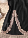Women Satin Lace V-Neck Nightdress – Sexy Back Lounge Sleepwear