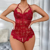 Sheer Lace Bodysuit Lingerie for Women | Open-Front Detail One-Piece Nightwear