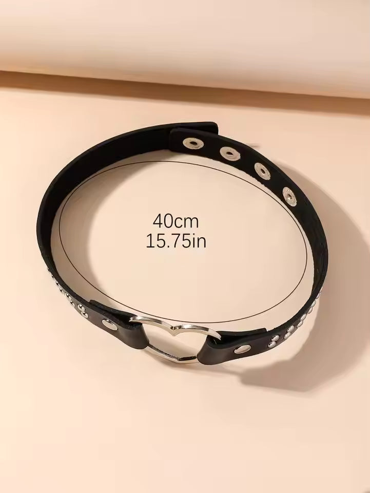 HeartRebel™ PU Leather Heart Choker – Punk Street Style Necklace