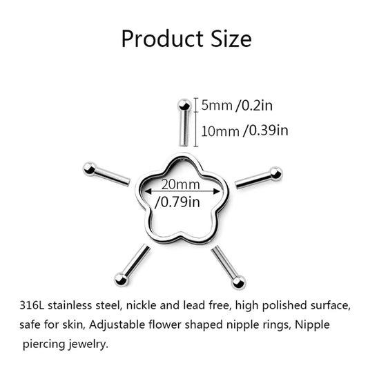 LustGlow™ Star & Flower Clip-On Body Jewelry Set On Nipple Rings (2PCS)
