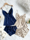 Satin Pajama Set for Women – Soft Top and Shorts Sleepwear