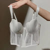 Women’s Sheer Lace Push-Up Bustier Bra – Transparent Corset Lingerie Top