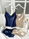 Satin Pajama Set for Women – Soft Top and Shorts Sleepwear