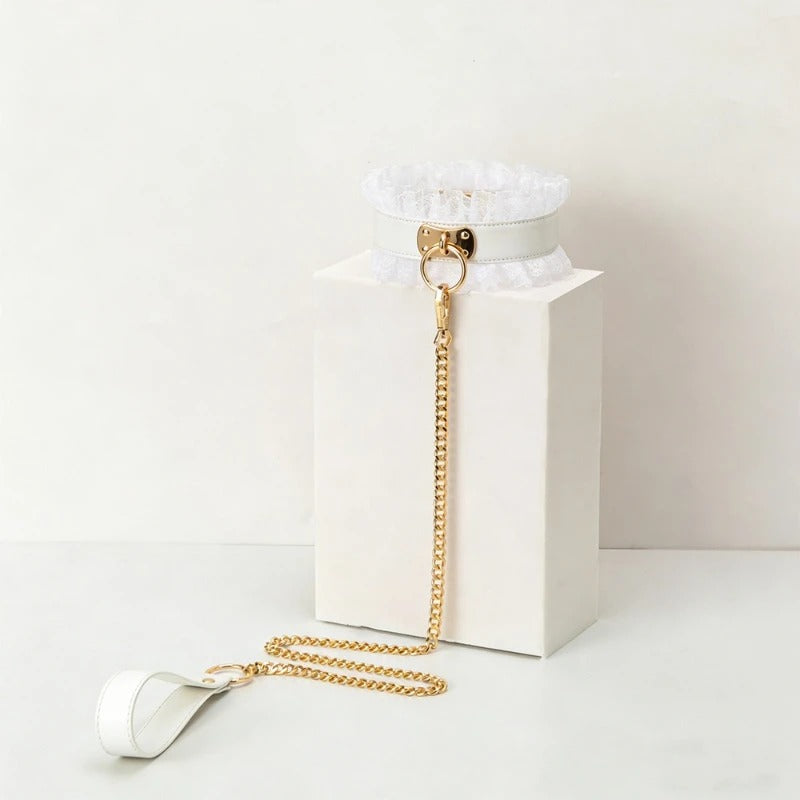 ShadowBond™ Leather Collar & Leash Set – Gothic Harness Accessory