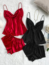 Satin Pajama Set for Women – Soft Top and Shorts Sleepwear