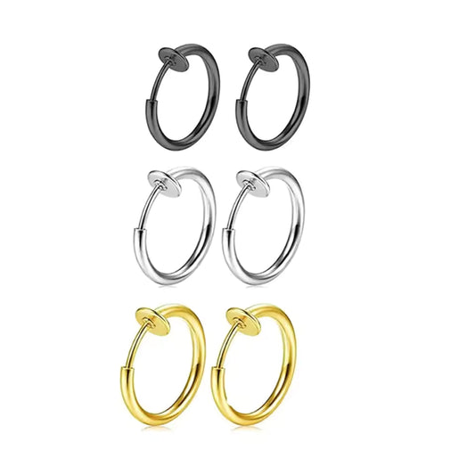 UrbanEdge™ Fake Nose & Lip Ring Set – Clip-On Hoops (2PCS)